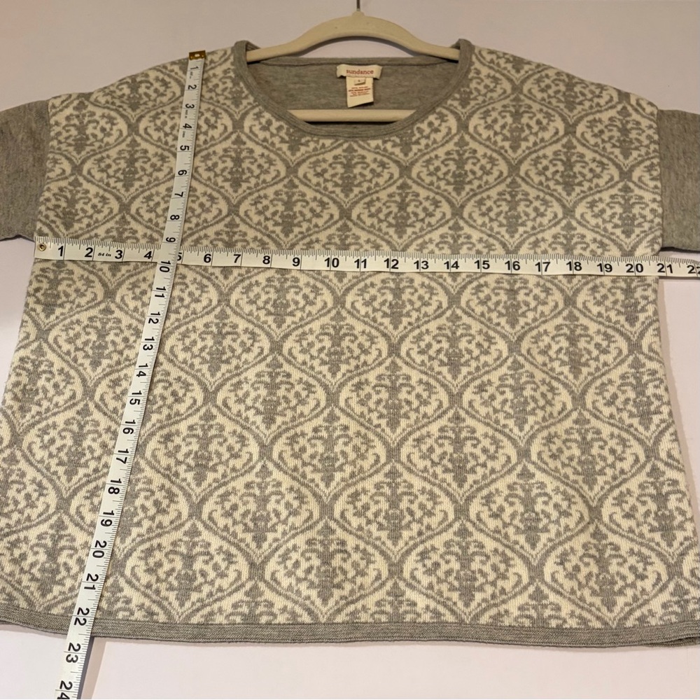 Sundance Sweater Womens Size L Crew Neck Pullover Merino Wool Blend Gray White - Picture 5 of 5
